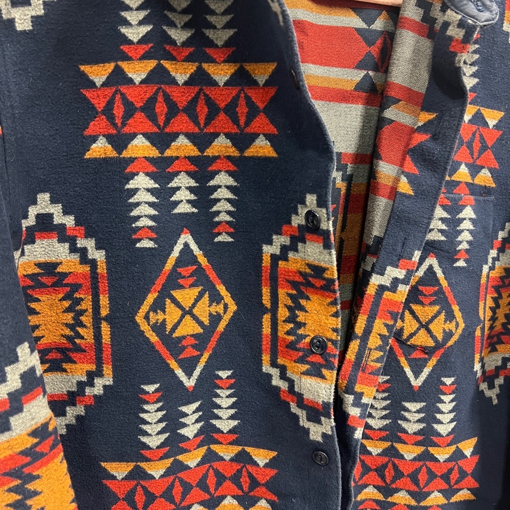 Geometric Pattern Shacket Bonobos Thick Button Do… - image 2